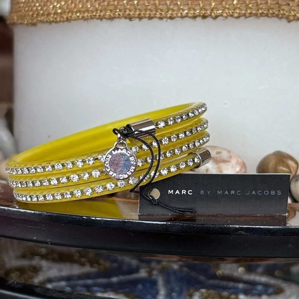 Brand New Marc by Marc Jacobs Slinky Safety Yellow Zirconia Bling Wrap Bracelet